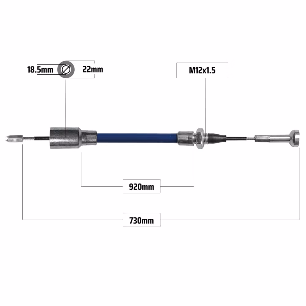 Cablu frână pentru KNOTT 920/730 mm – capăt tip clopot Ø18,5/22 mm + capăt tip ciupercă, NB Parts
