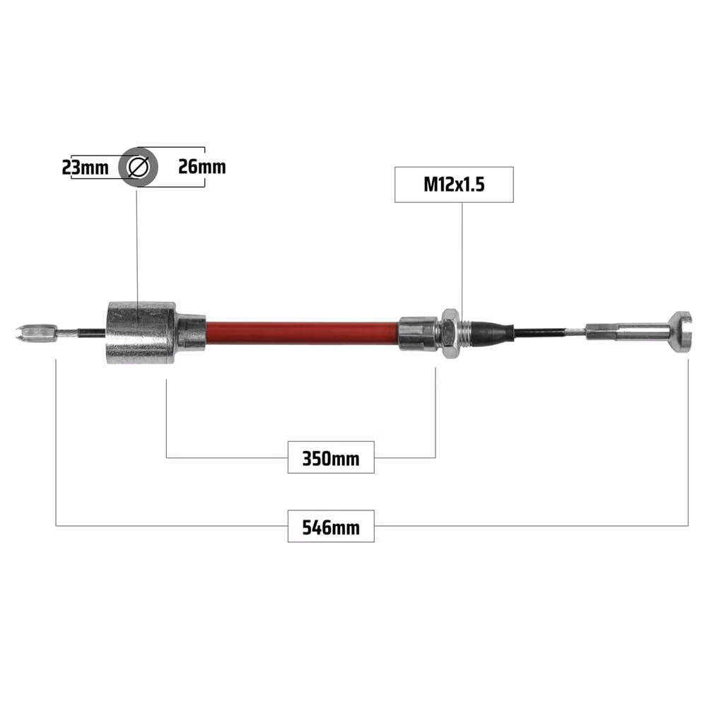 Cablu frână pentru AL-KO/BPW 546/350 mm – capăt tip clopot Ø23/26 mm + capăt tip ciupercă, NB Parts