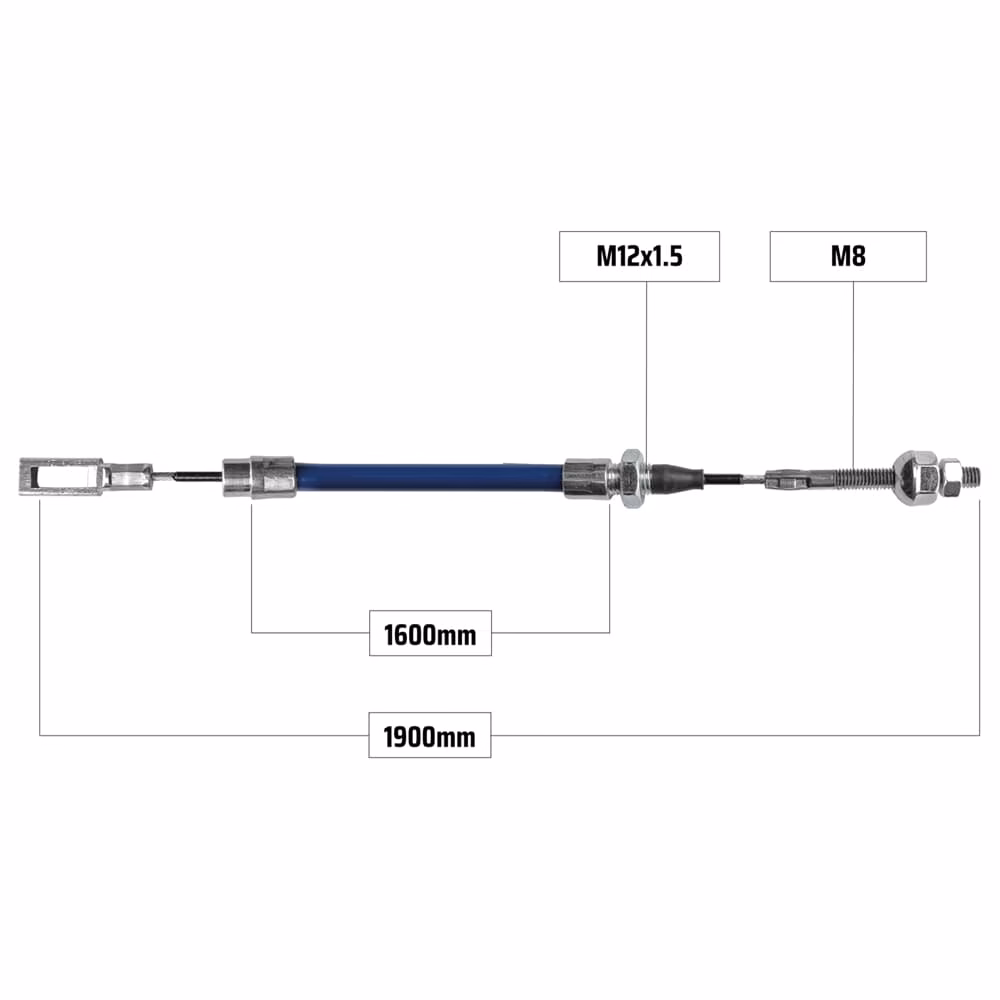 Cablu frână pentru KNOTT 1900/1600 mm – ochet 15x7 mm + filet M8, NB Parts