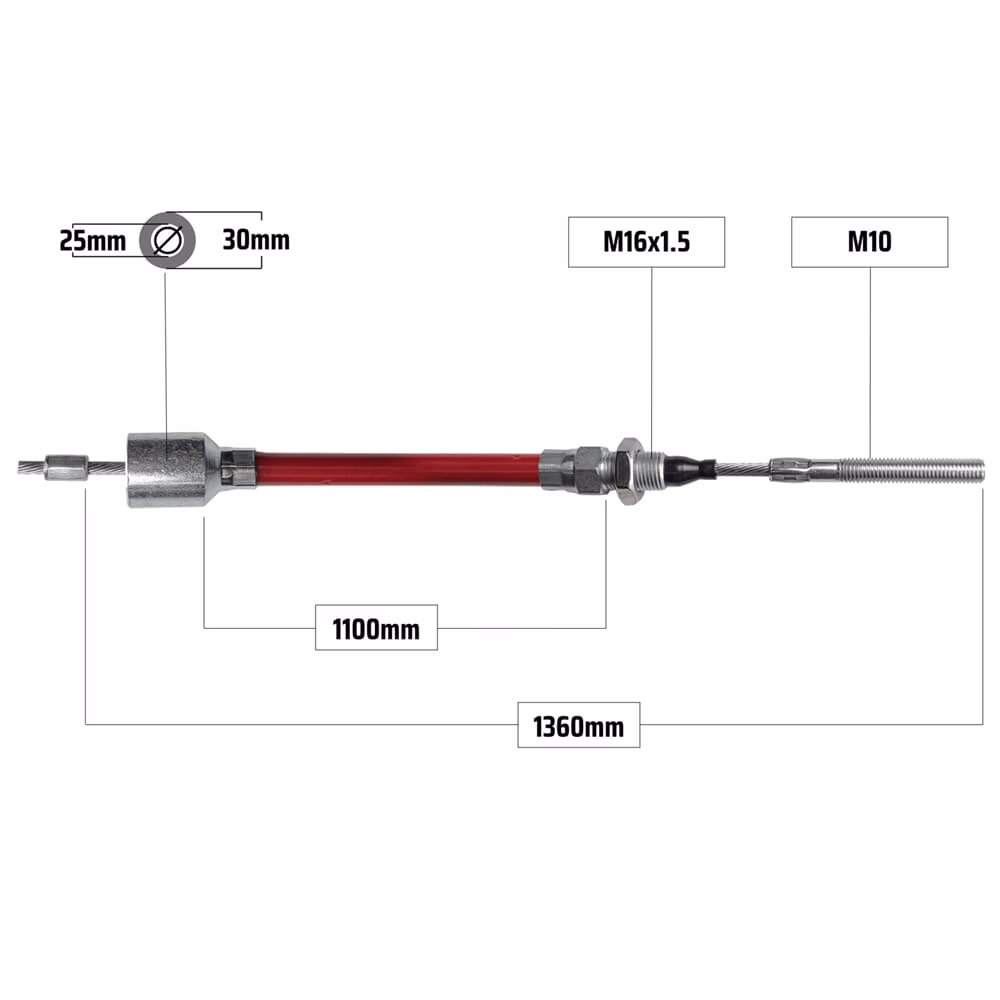 Cablu frână pentru KNOTT/AL-KO 1360/1100 mm – clopot Ø30 mm +filet M16/M10, NB PARTS - imagine 2