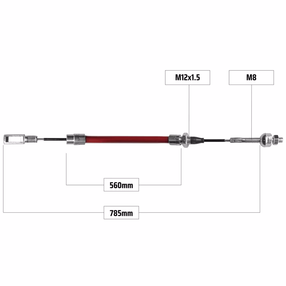 Cablu frână pentru AL-KO 785/560 mm – ochet 15x7 mm + filet M12/M8, NB PARTS - imagine 2