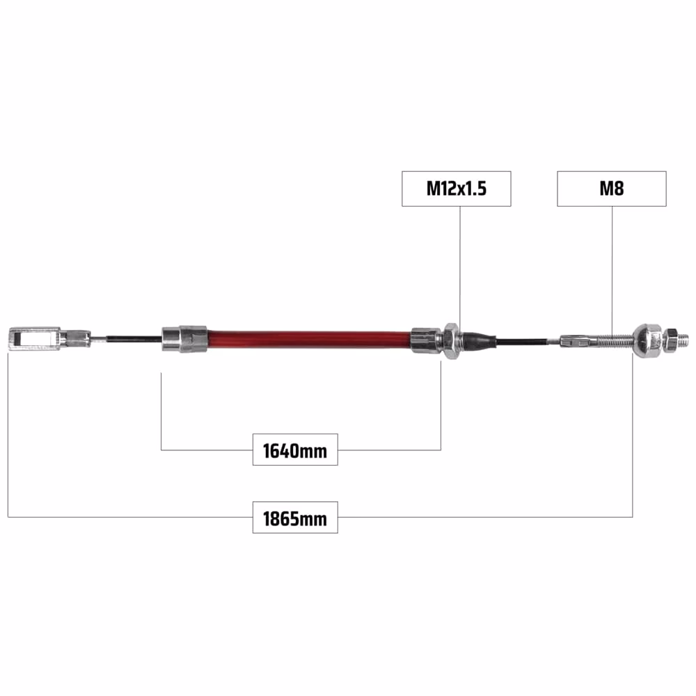 Cablu frână pentru AL-KO 1865/1640 mm – ochet 15x7 mm + filet M12/M8, NB PARTS - imagine 2