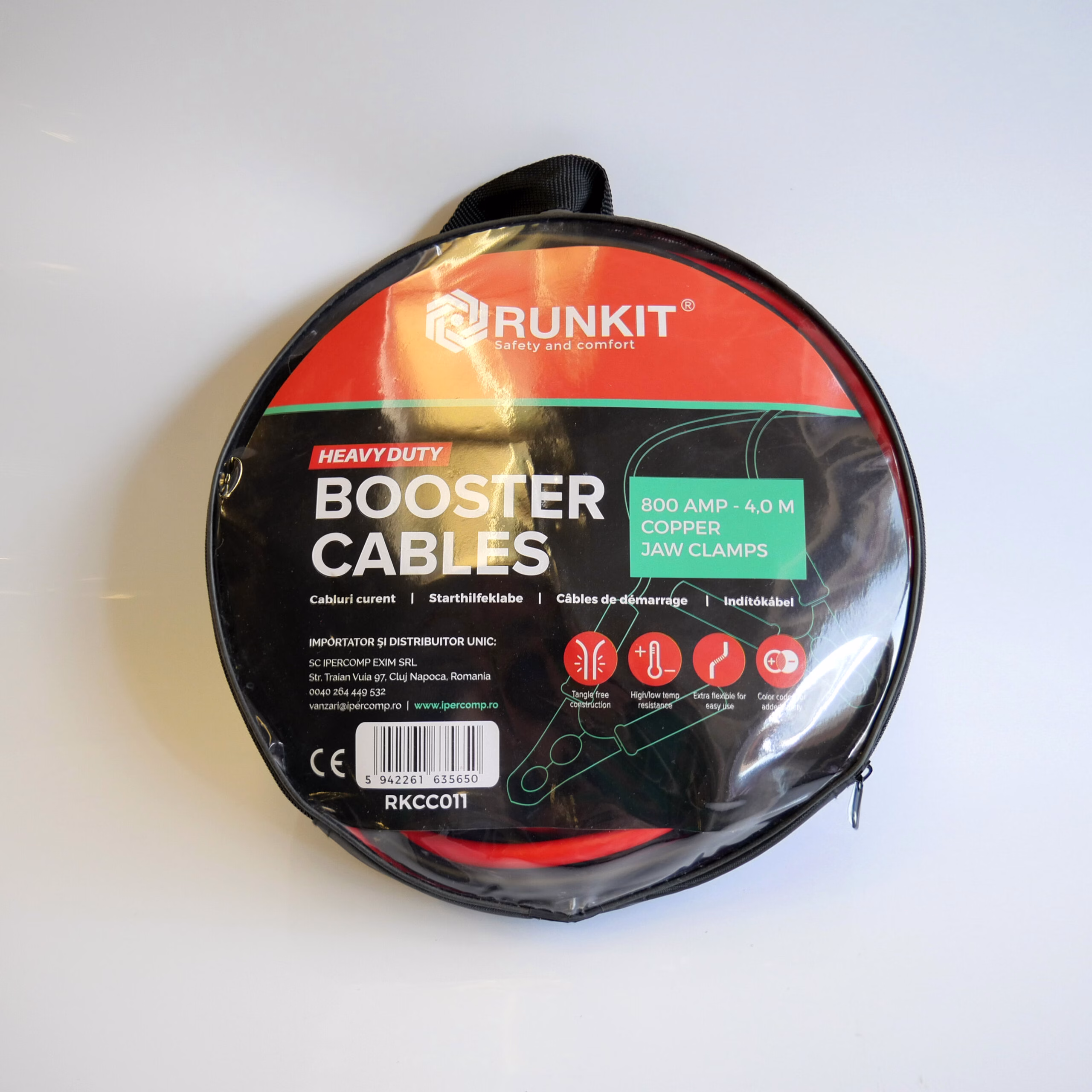 Cabluri transfer curent auto profesionale, 800A, 4 m, husa fermoar, RUNKIT - imagine 2