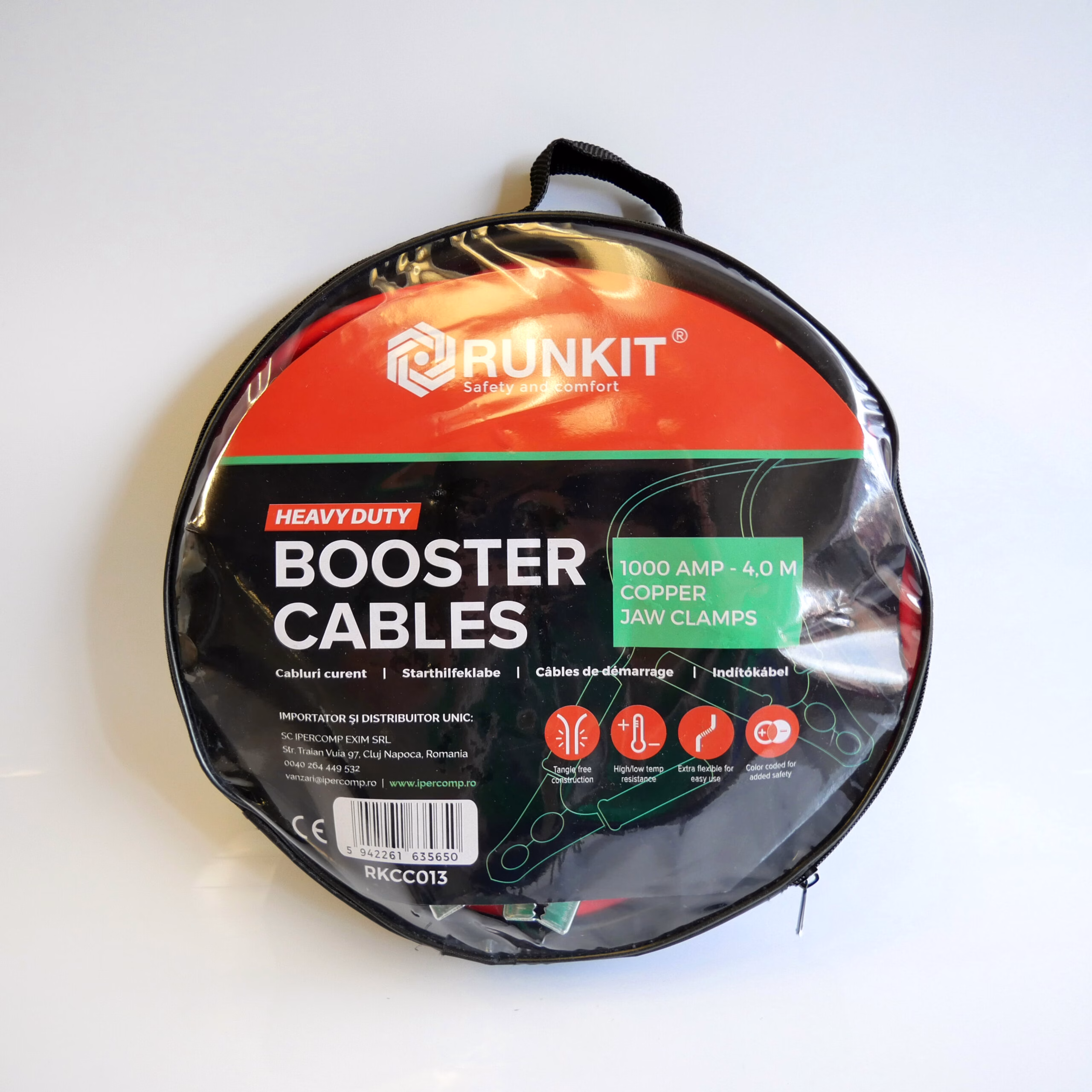 Cabluri transfer curent auto profesionale, 1000A, 4 m, husa fermoar, RUNKIT - imagine 2