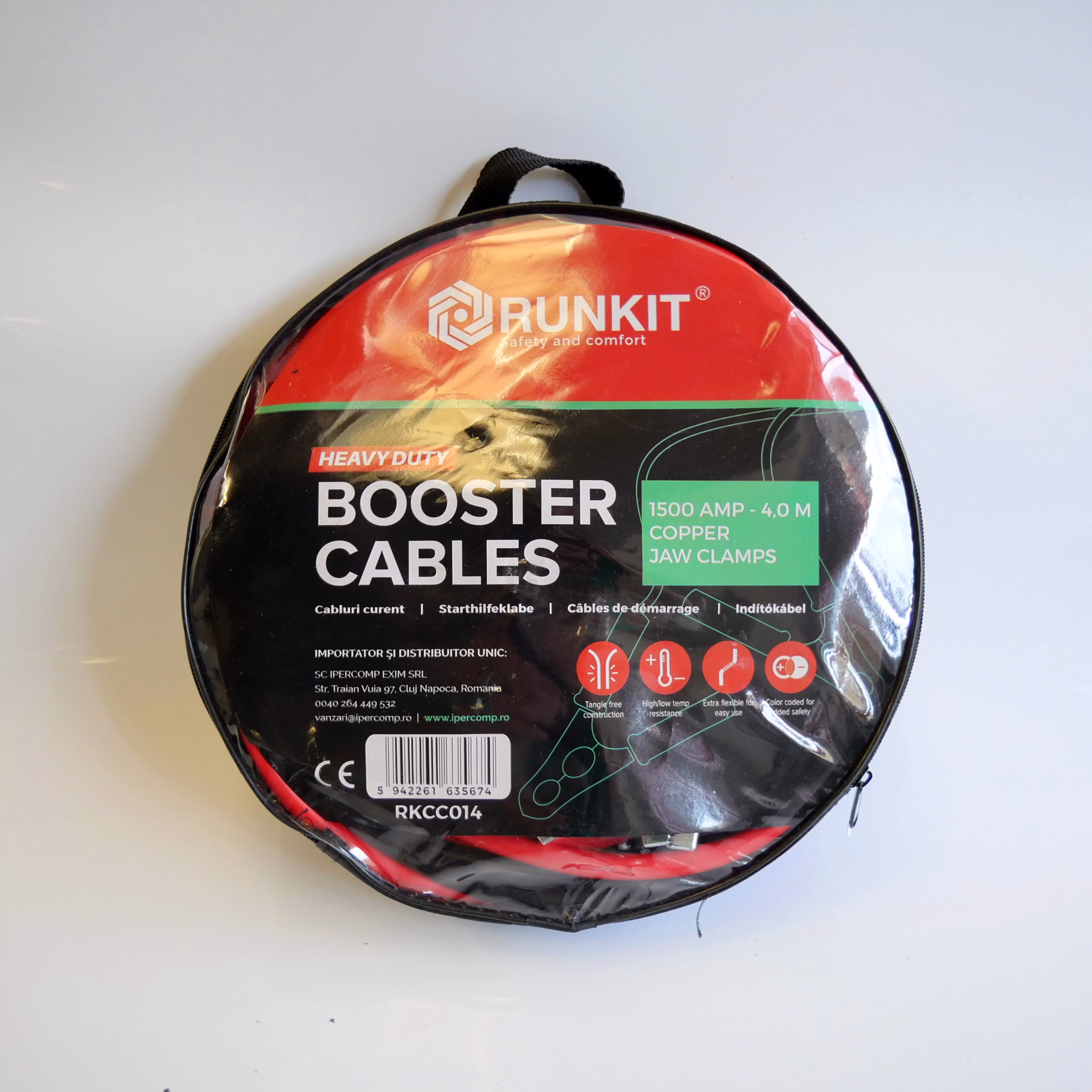 Cabluri transfer curent auto profesionale, 1500A, 4 m, husa fermoar, RUNKIT - imagine 2