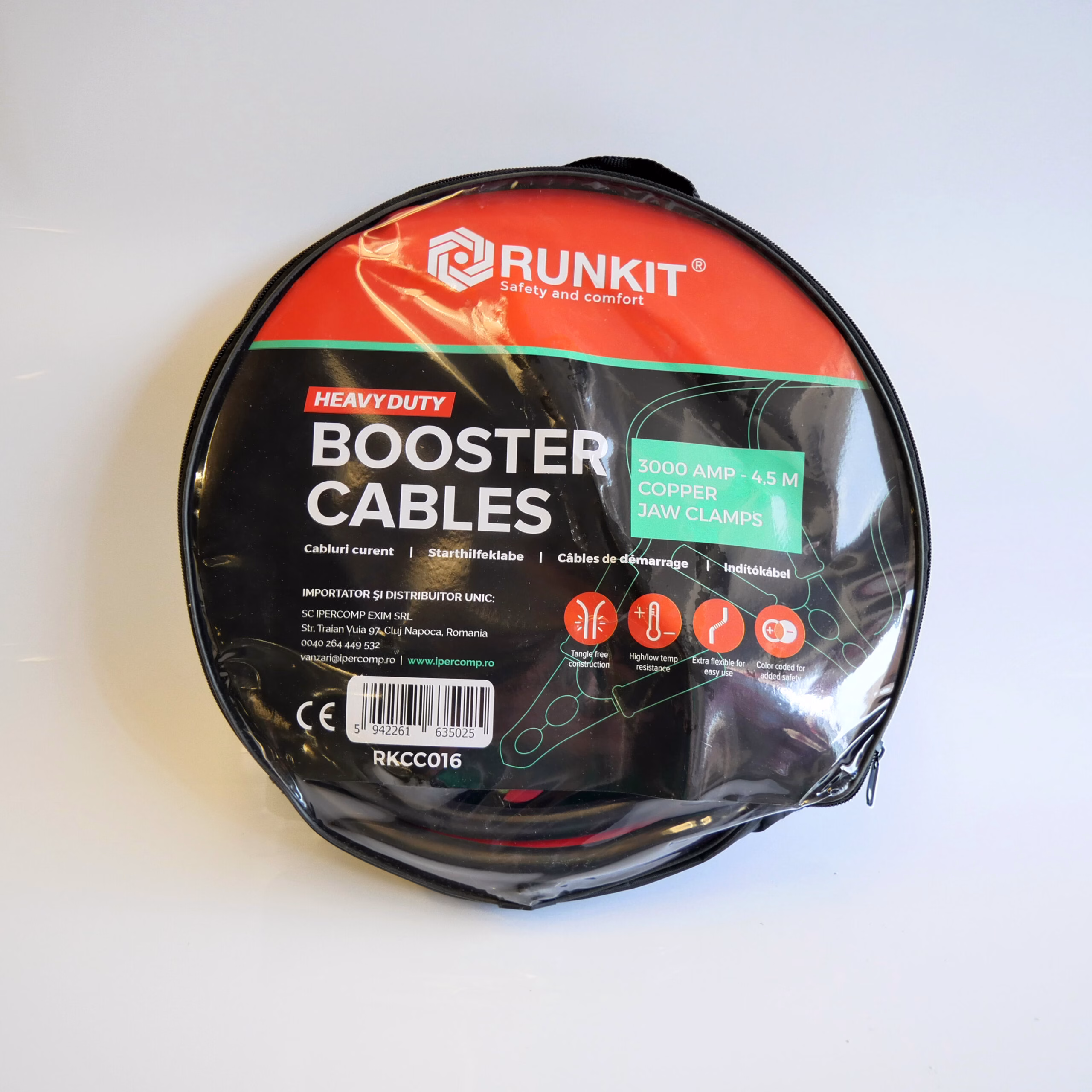 Cabluri transfer curent auto profesionale, 3000A, 4.5 m, husa fermoar, RUNKIT - imagine 4