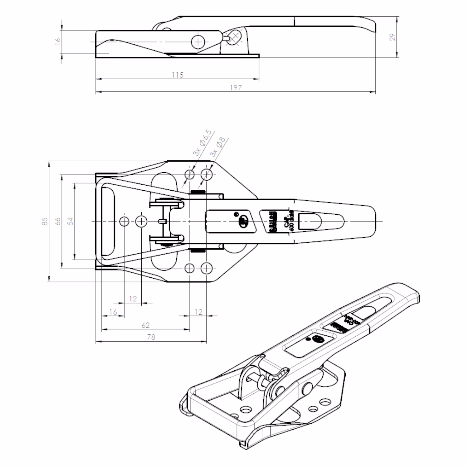 Închizător oblon ZB-04, sarcină maximă 600 daN, SPP - imagine 2